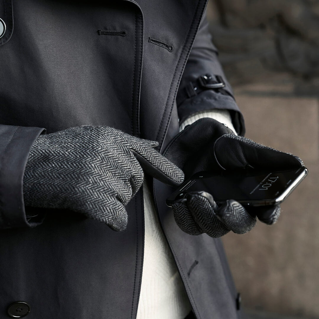 napoGENT guantes grises con pantalla táctil para hombre