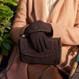 napoROSE guantes de gamuza marrón mujer