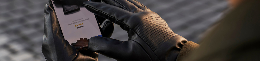 guantes de cuero ecológico para smartphone
