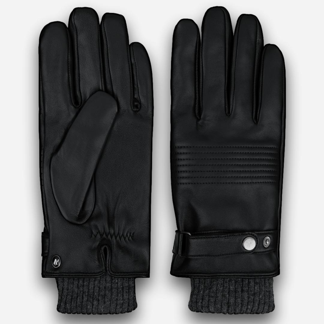 guantes de cuero negro para hombre