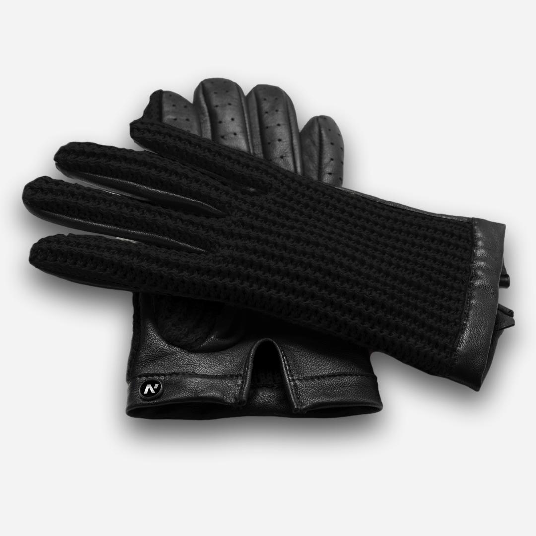 guantes trenzados negros para hombre