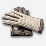 guantes trenzados beige para hombre