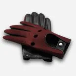 guantes de coche de cuero granate para hombre