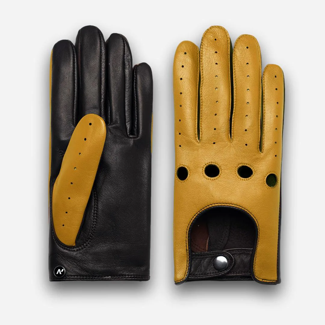 guantes de cuero para hombre en amarillo
