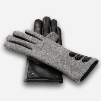 guantes de mujer grises con botones