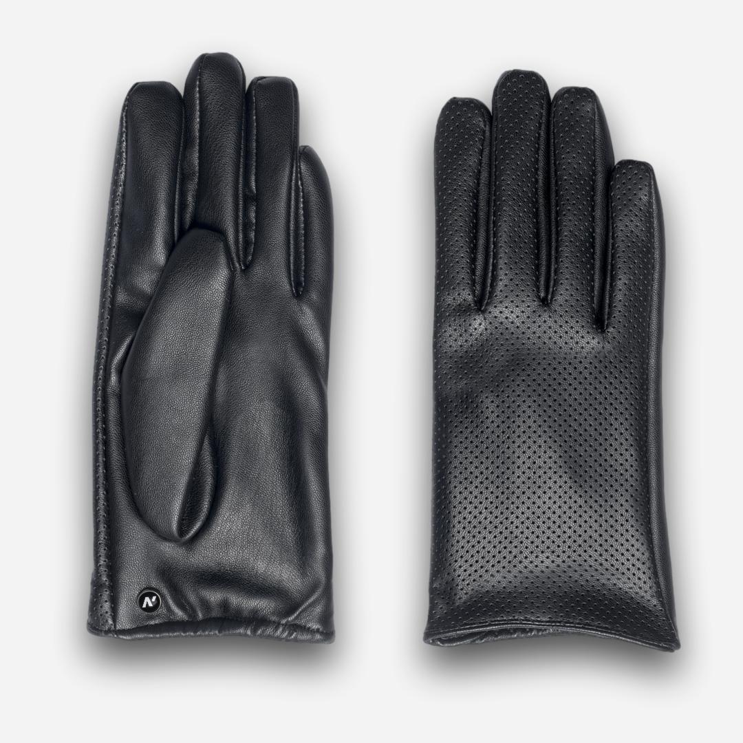 guantes negros de ecopiel