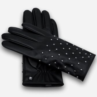 guantes de mujer negros con alfileres