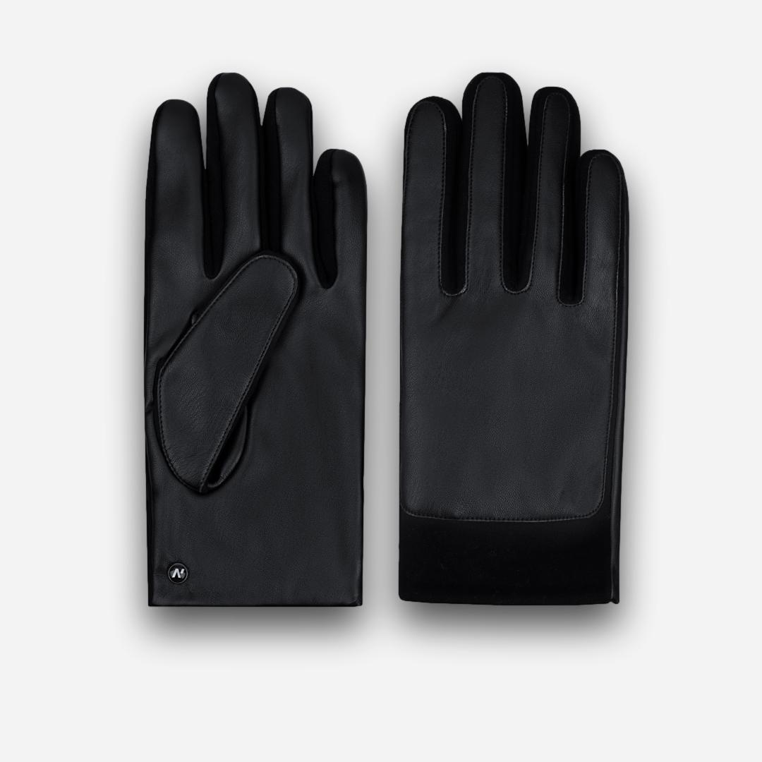 guantes de cuero ecológico para hombre negros