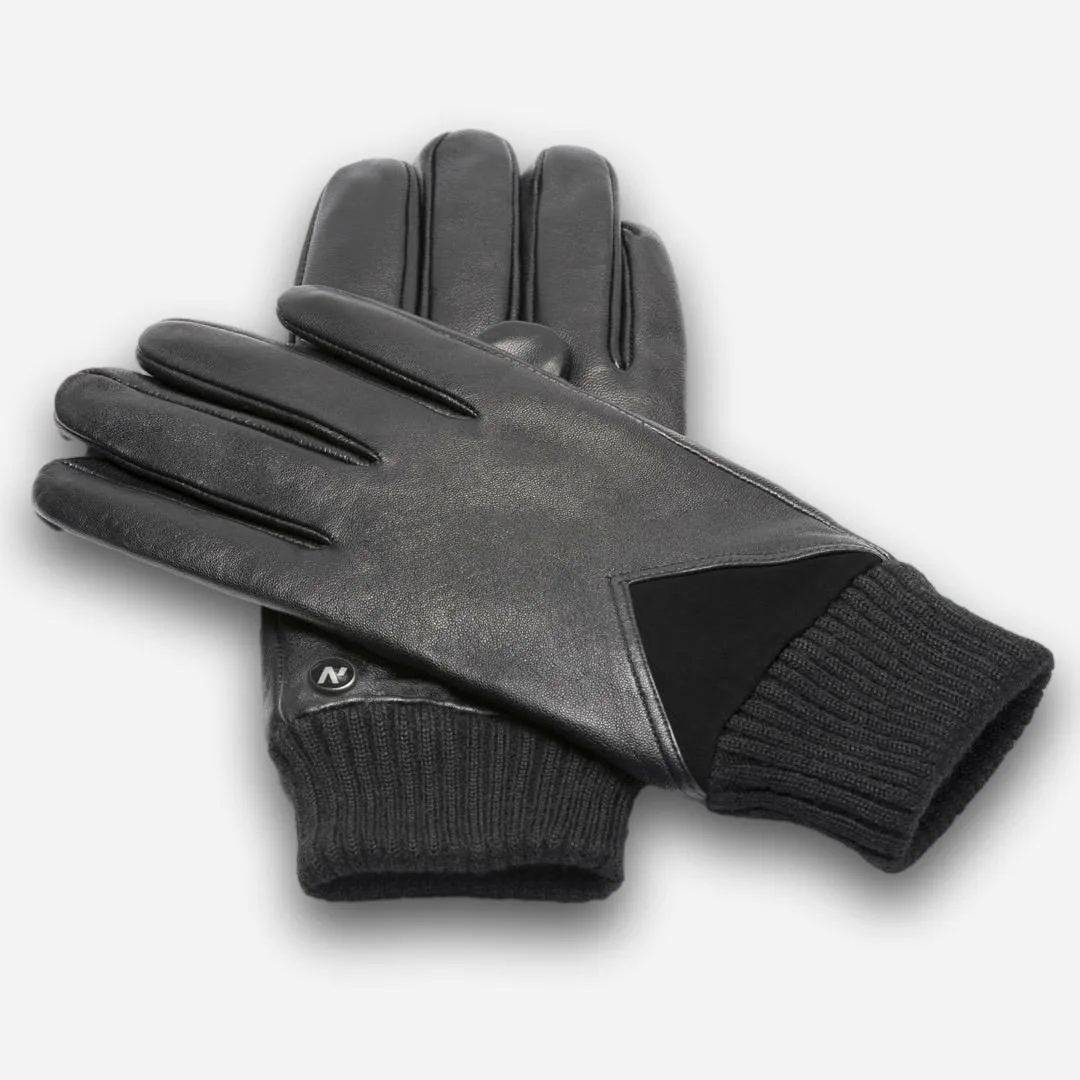 guantes de cuero negros para hombre