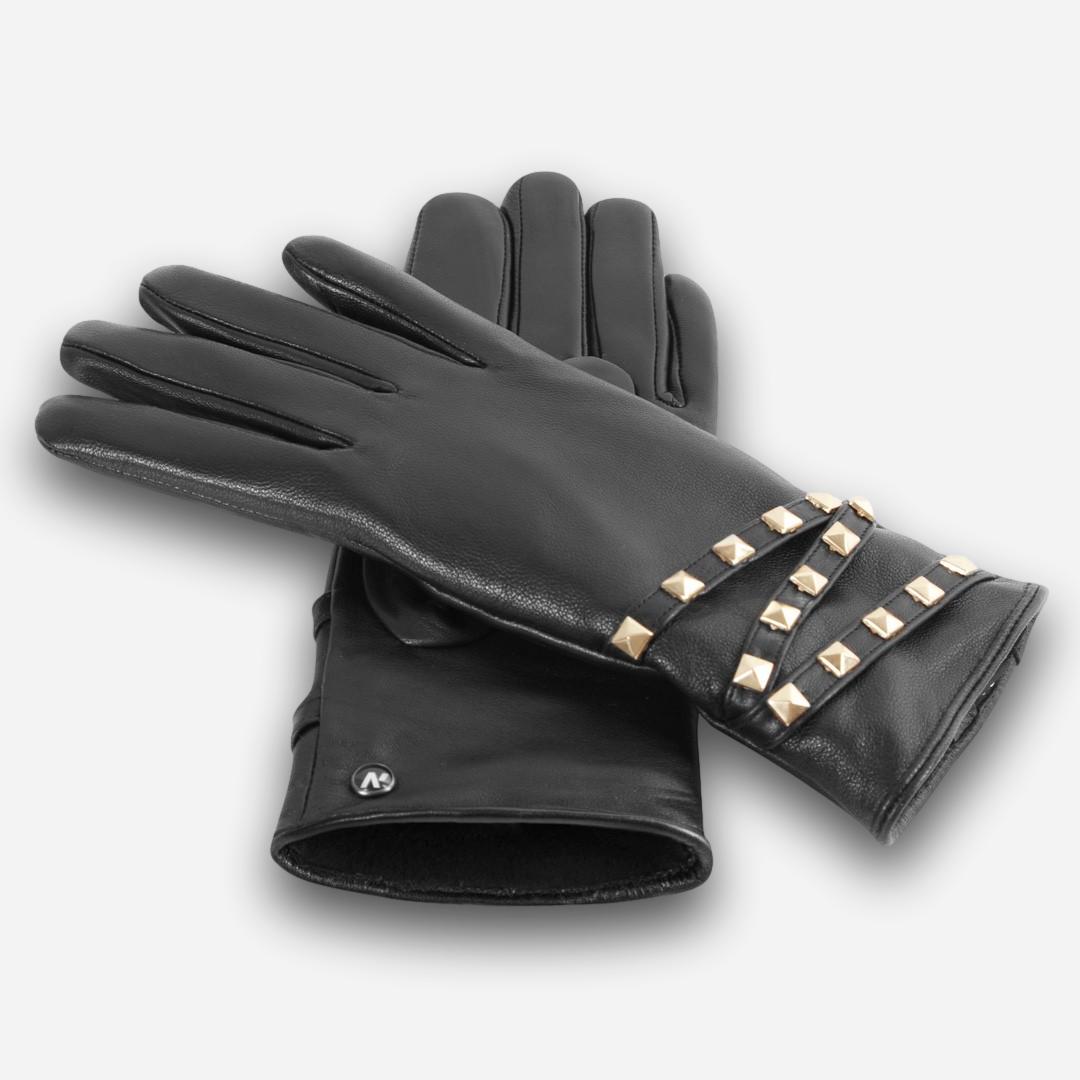 guantes de cuero negros para mujer