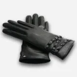 guantes de cuero negros para mujer