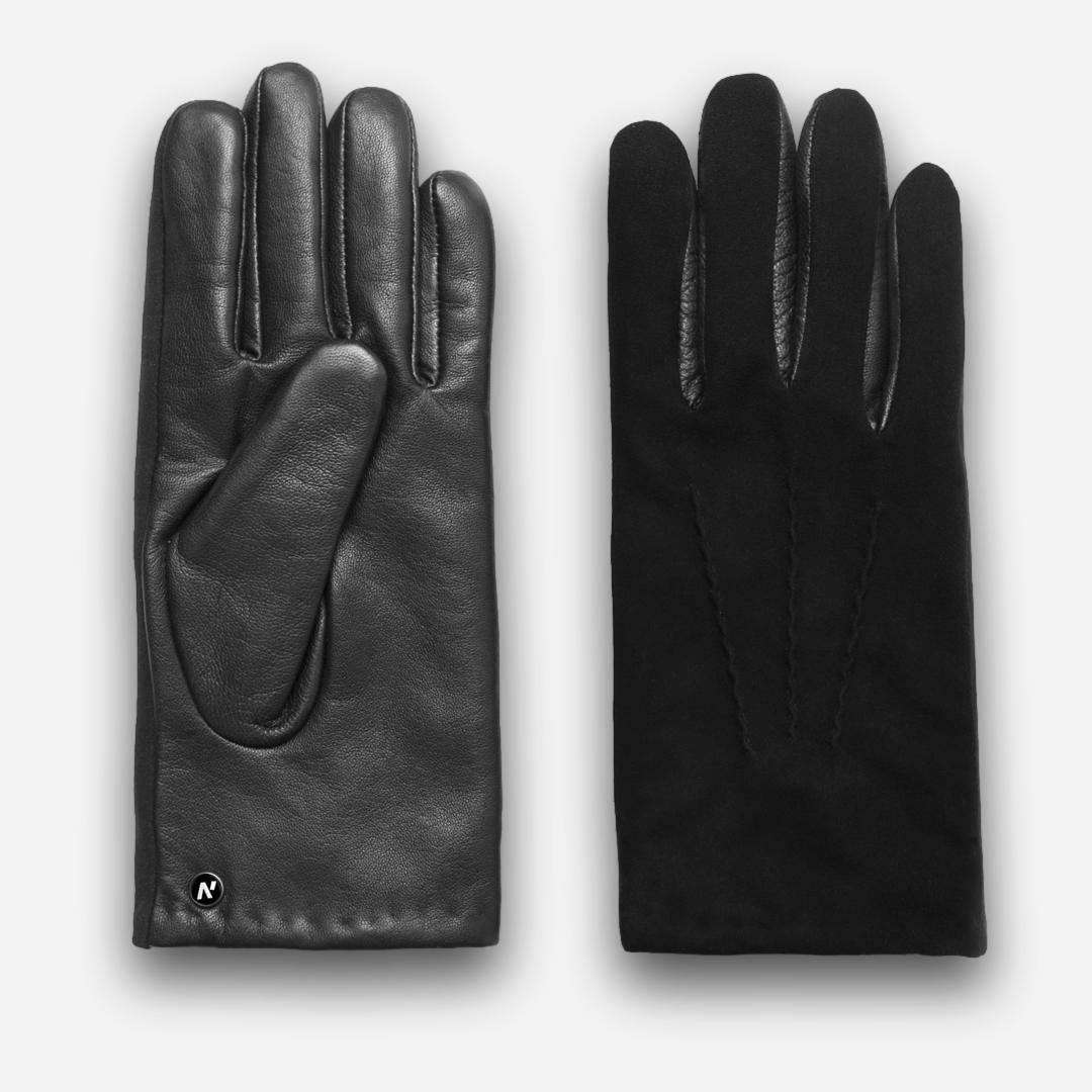 guantes de ante negros para hombre