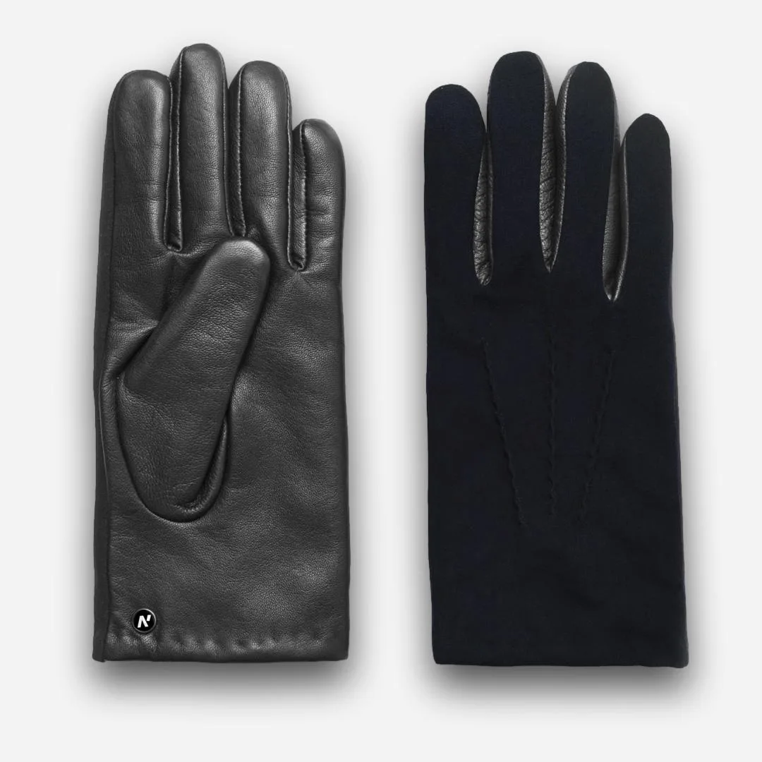 guantes de ante azul marino para hombre