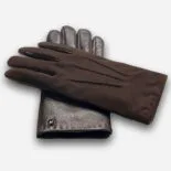 guantes marrones de gamuza para hombre