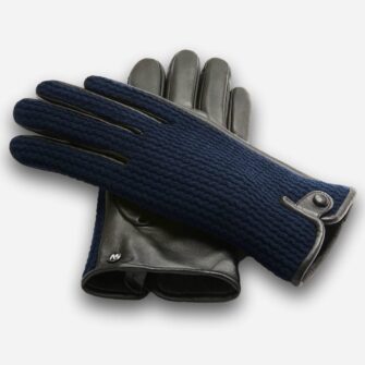 guantes de lana azul marino para hombre