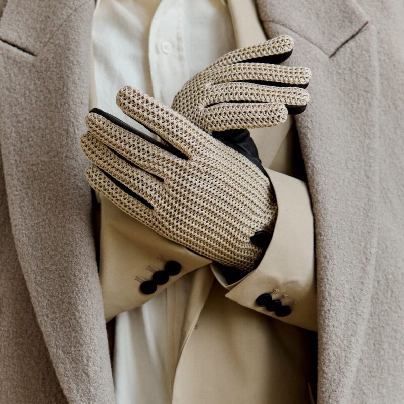 guantes de lana beige