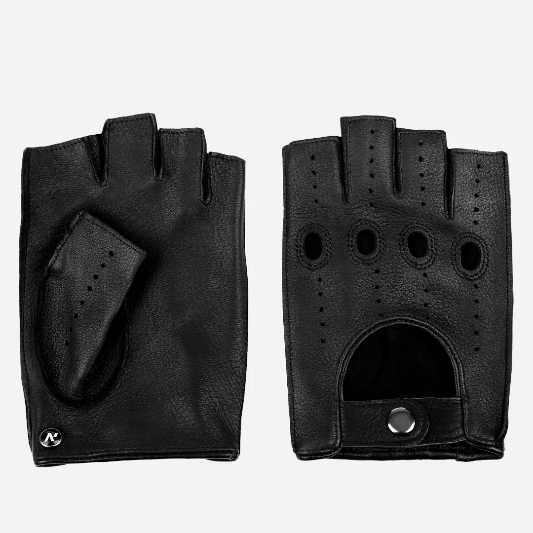 guantes negros sin dedos para hombre