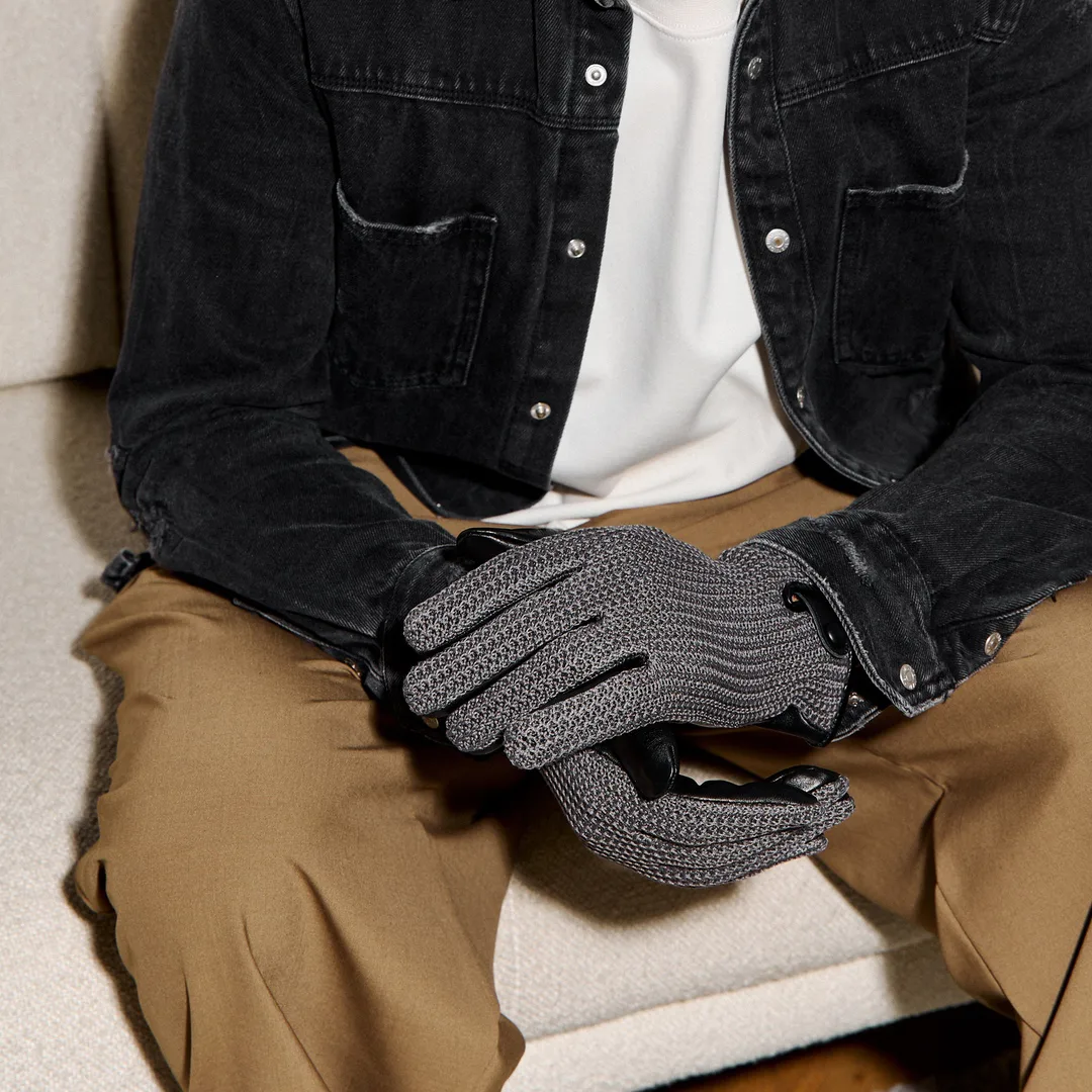 guantes grises para hombre